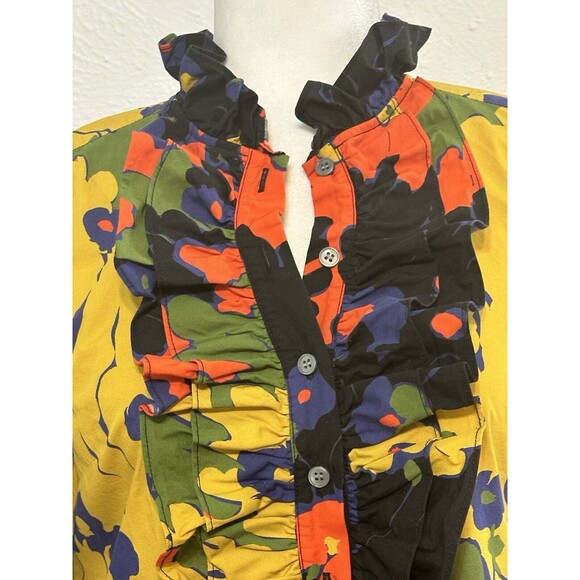 J Crew Size XS Rufflefit Fit Boy Shirt In Ratti® Meltin Floral Boho Art To Wear - Picture 3 of 12